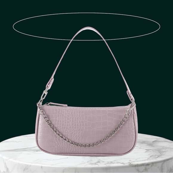 Elegant Lavender Croc-Embossed Shoulder Bag - Picture 3 of 5